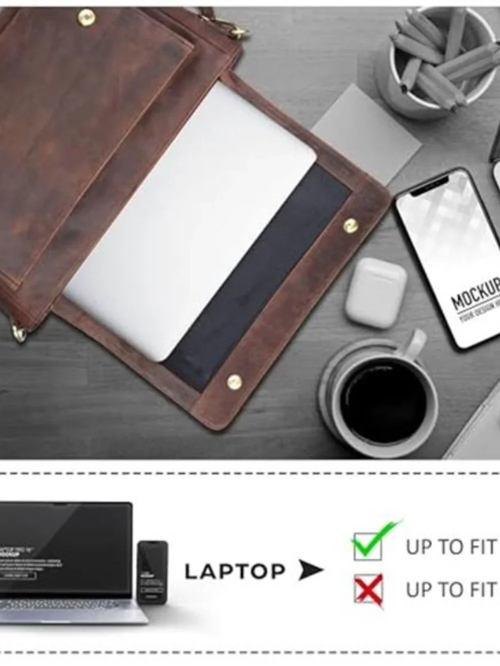 Men's Oak Leather Leather Messenger Bag Laptop Briefcase Bag